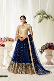 Elegant Navy Blue Soft Net Lehenga Choli with Sequins & Thread Work