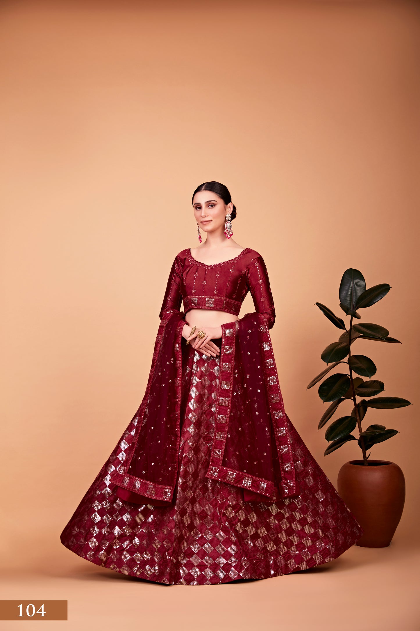 Sparkle & Stitch: Designer Red Lehenga Choli Set with Thread and Sequin Embroidery
