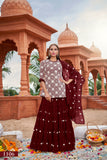 Elegant Maroon Fox Georgette Suit with Intricate Cotton Embroidery