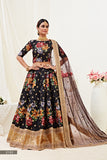 Stunning Black Floral Lehenga Choli with Dori and Sequins
