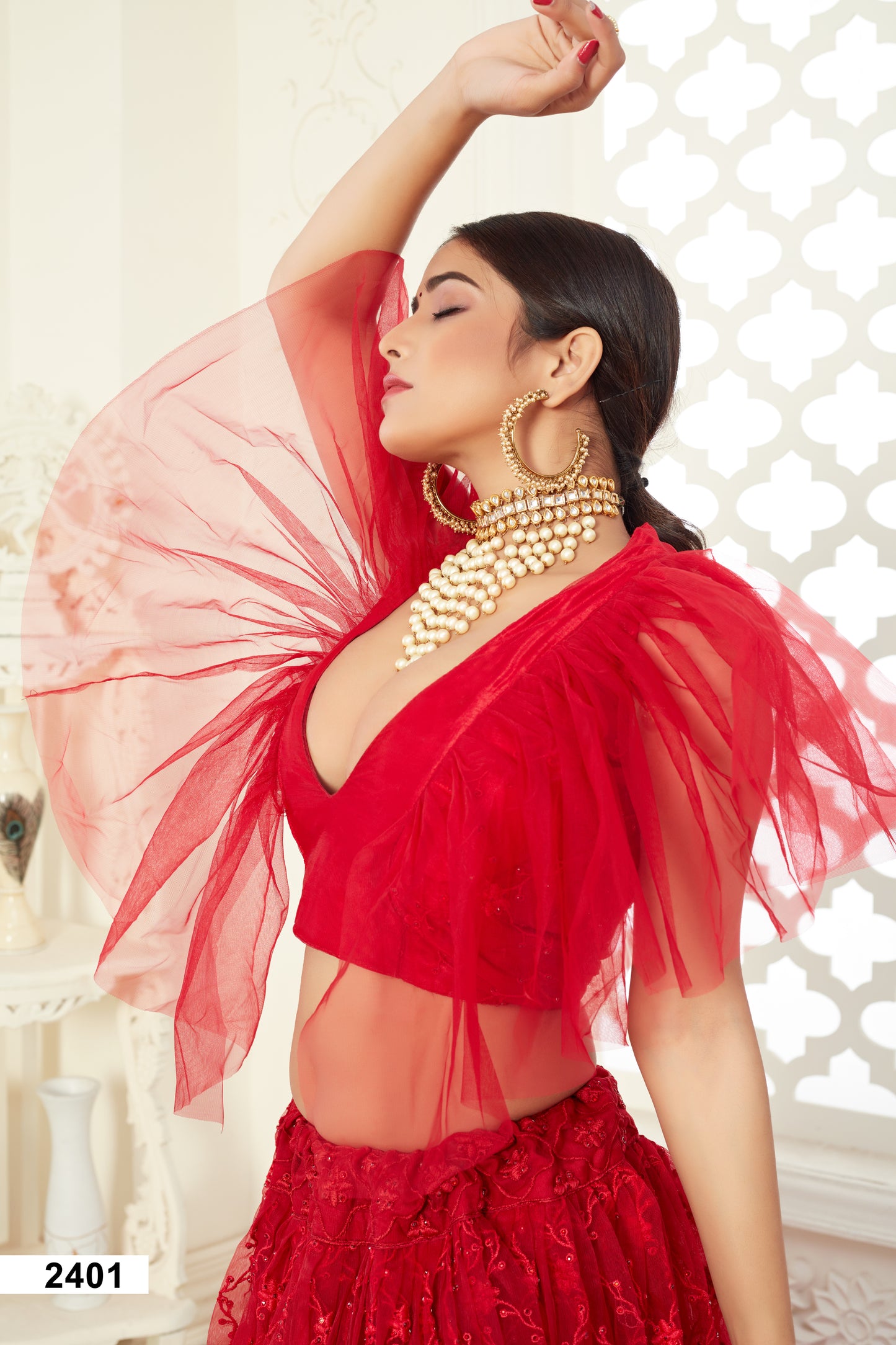 Elegant Fully Embroidered Butterfly Net Lehenga Choli Set