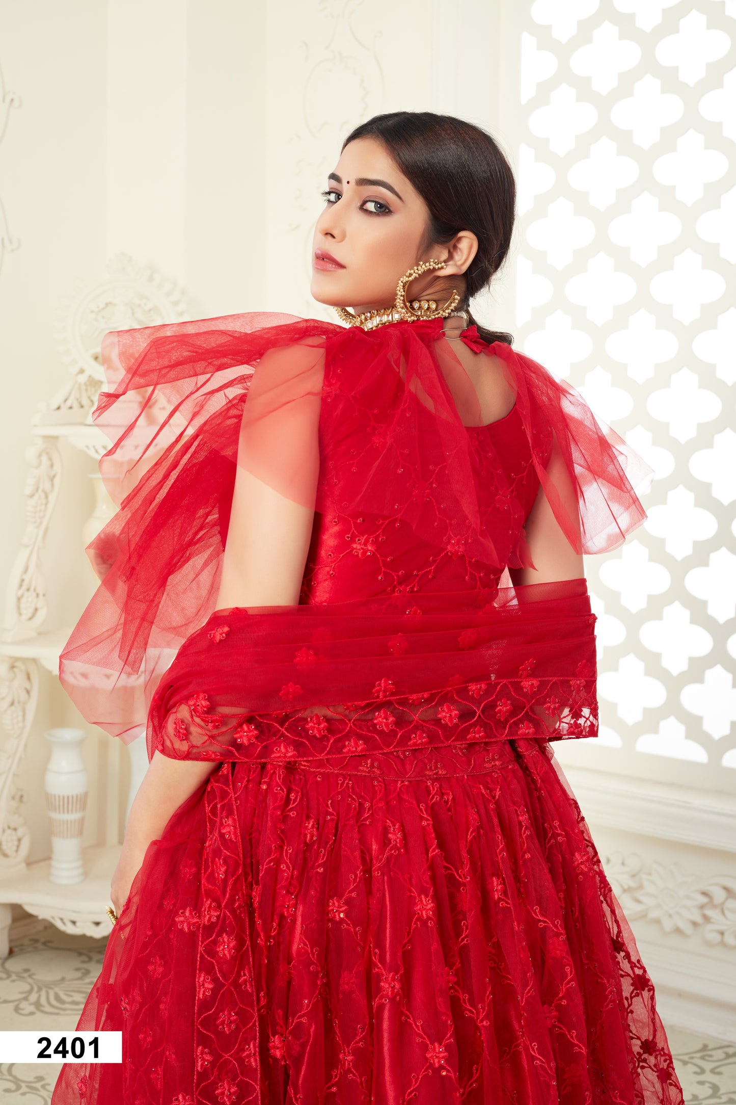 Elegant Fully Embroidered Butterfly Net Lehenga Choli Set