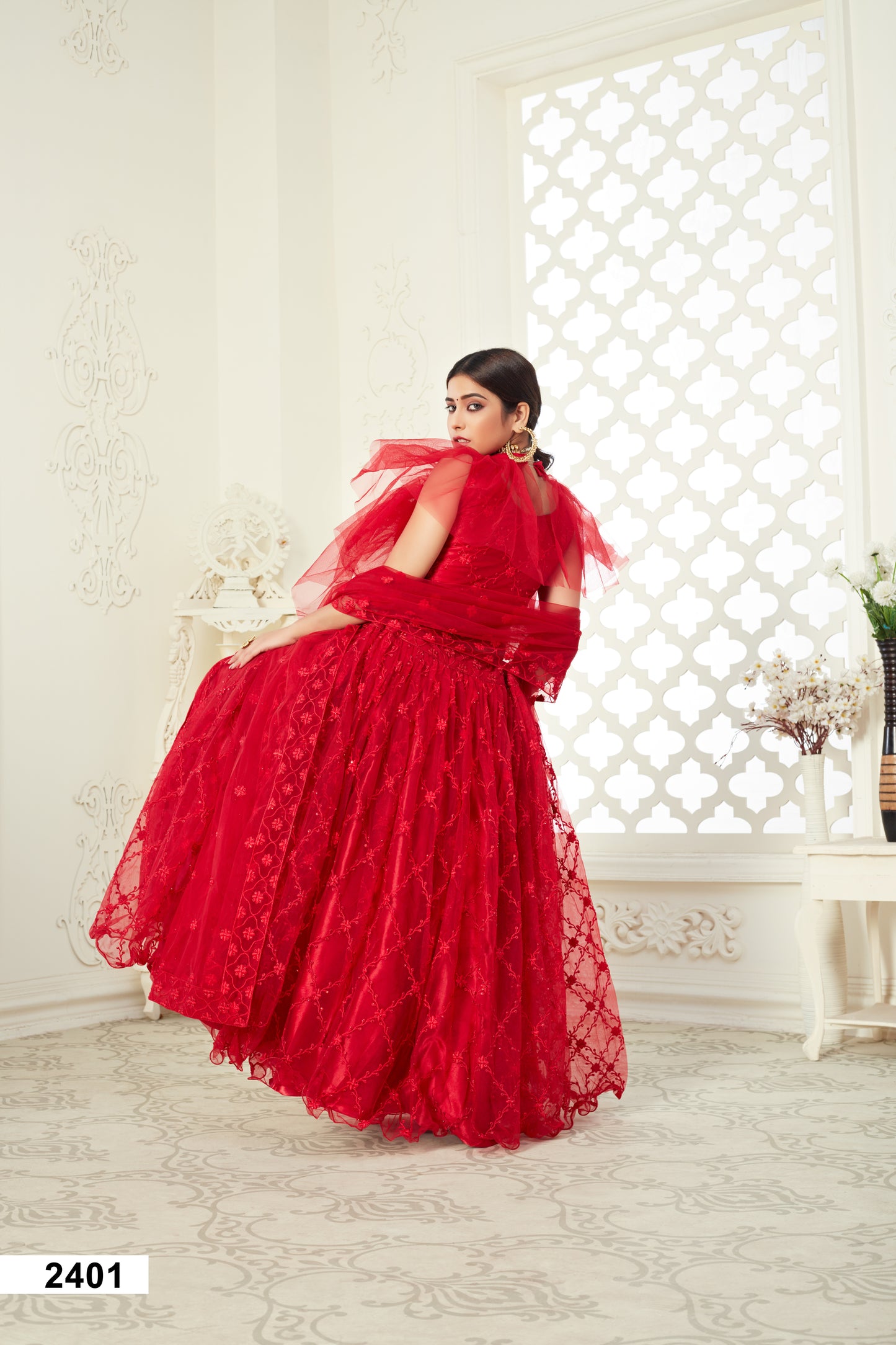 Elegant Fully Embroidered Butterfly Net Lehenga Choli Set