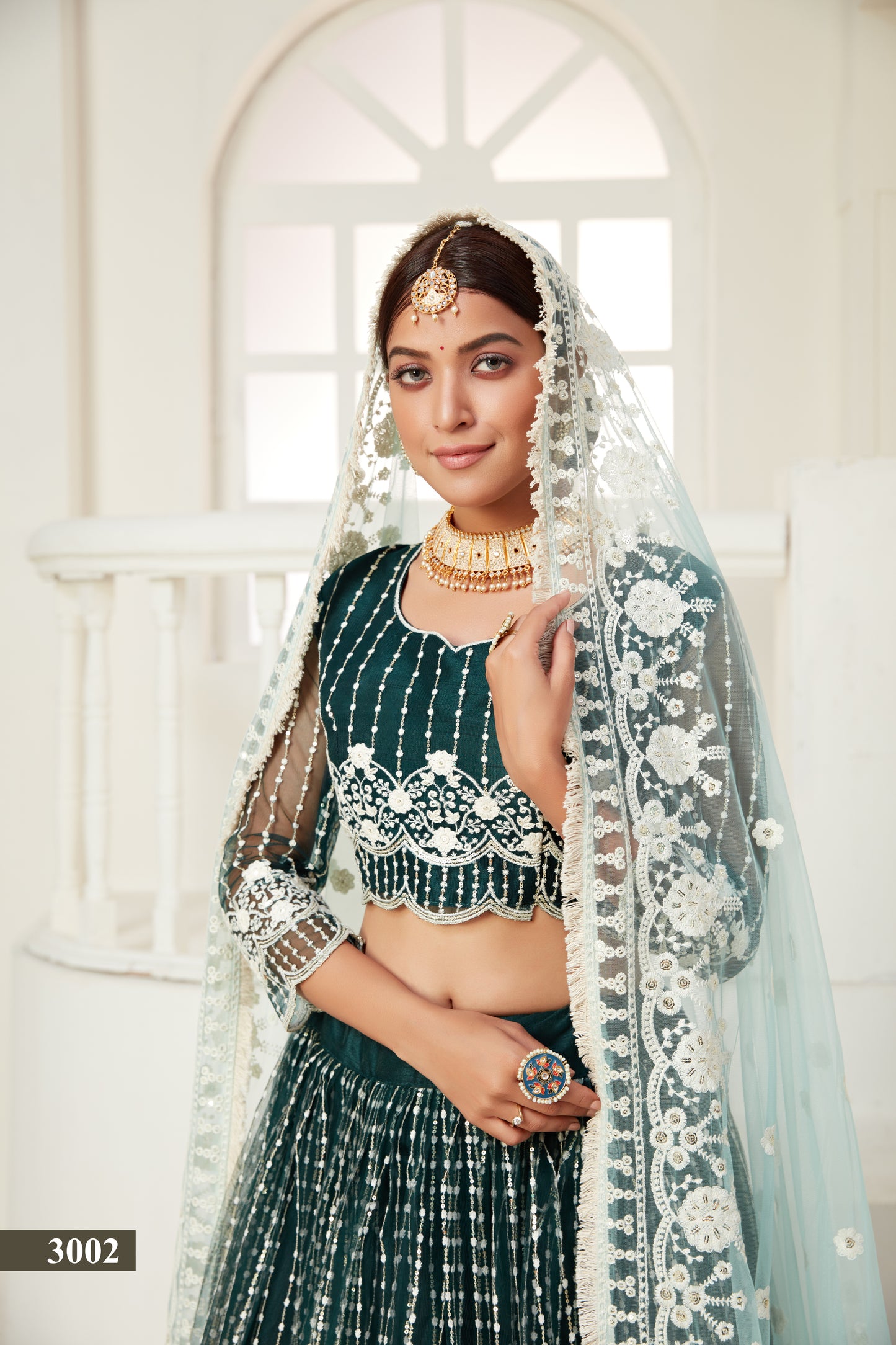 Elegant Green Butterfly Net Lehenga Blouse Set with Multi and Sequin Work