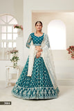 Elegant Teal Butterfly Net Lehenga Blouse Set with Multi and Sequin Work