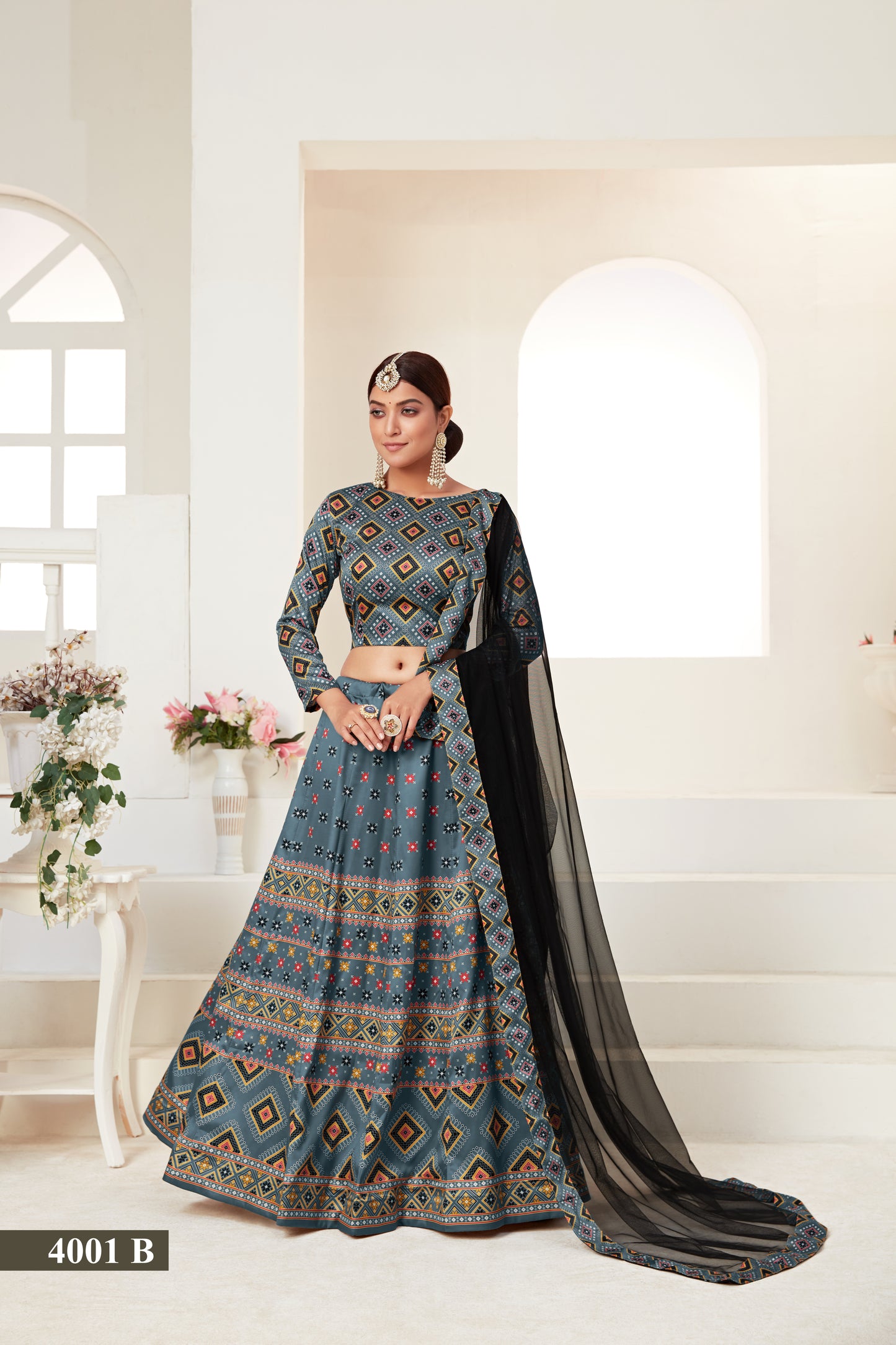 Exquisite Digital Printed Ajmeri Silk Lehenga Choli