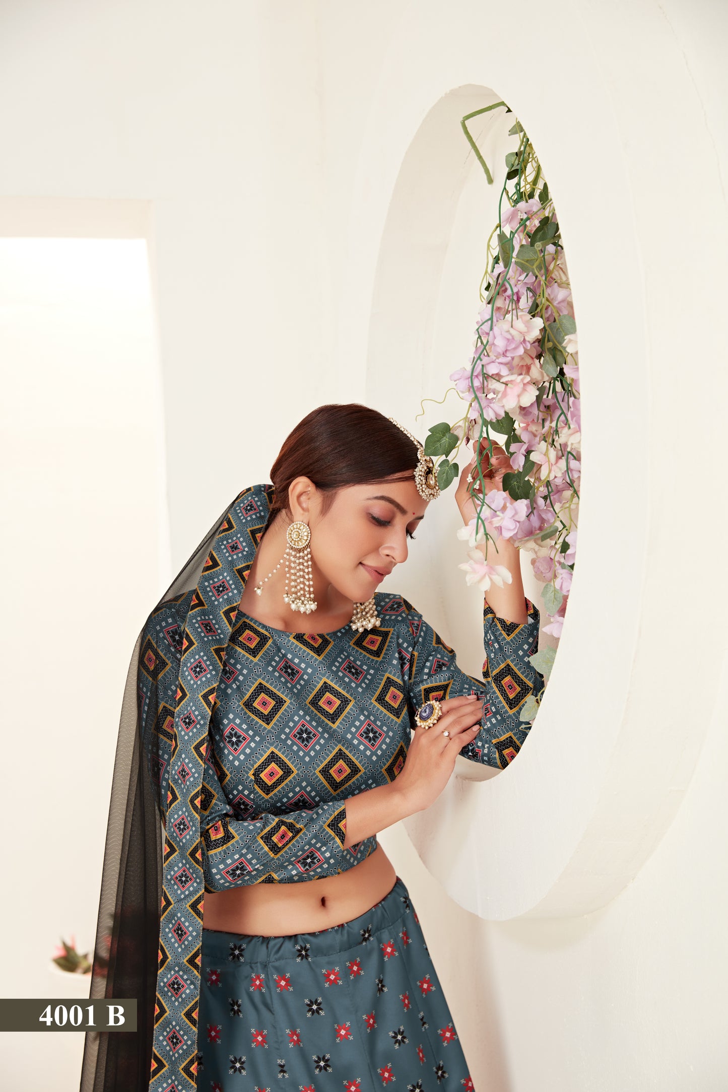 Exquisite Digital Printed Ajmeri Silk Lehenga Choli
