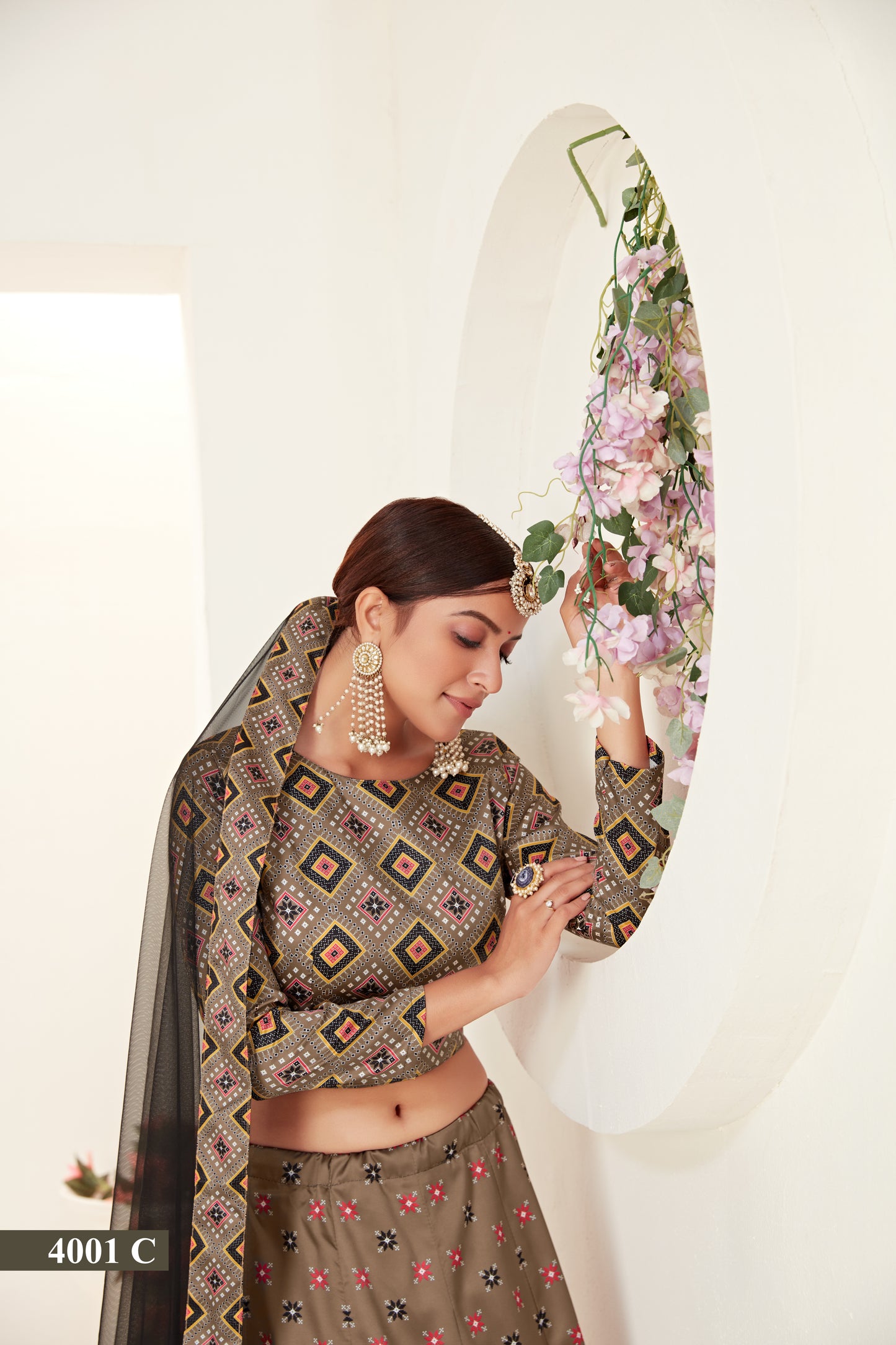 Exquisite Digital Printed Ajmeri Silk Lehenga Choli