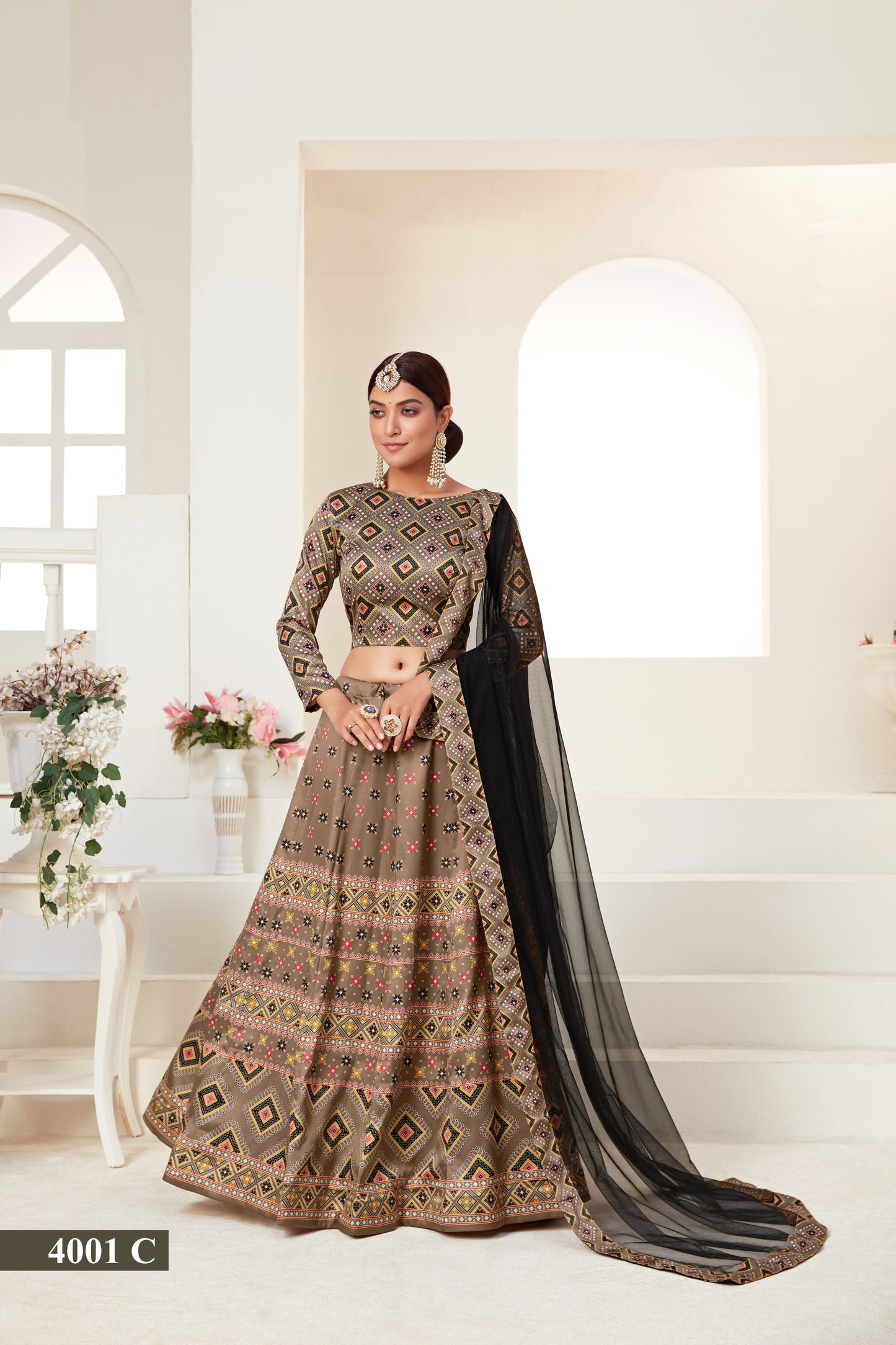 Exquisite Digital Printed Ajmeri Silk Lehenga Choli