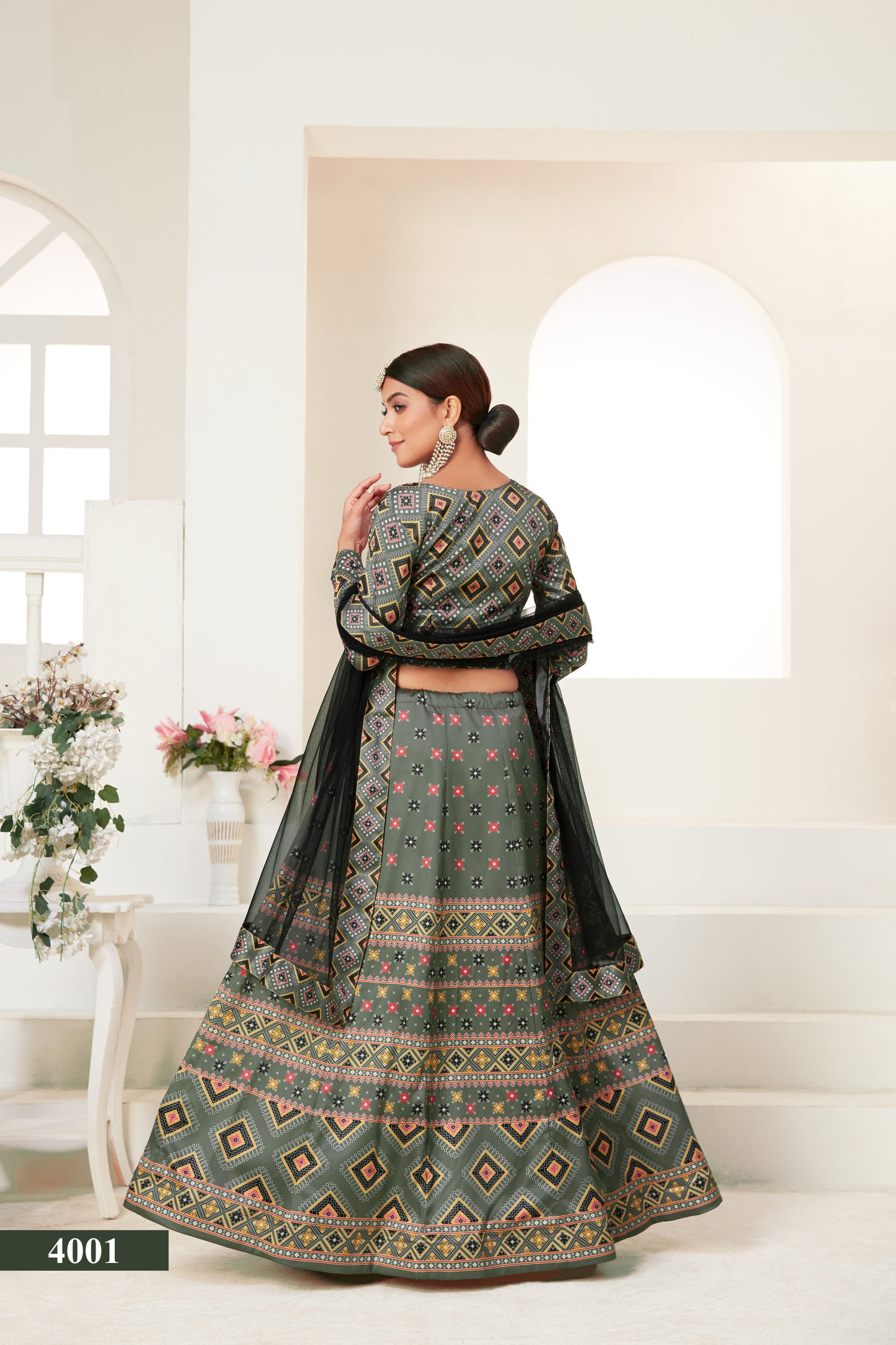 Exquisite Digital Printed Ajmeri Silk Lehenga Choli