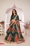 Elegant Green Floral Georgette Lehenga Choli with Sequins & Dori Work