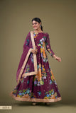 Regal Wine Floral Anarkali Gown with Sequin Work
