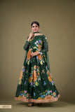 Exquisite Green Floral Anarkali Gown with Sequin Work