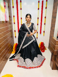 Black & White Gamthi Work Chaniya Choli – Navratri Special Rajwadi