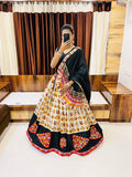Navratri Special Ivory & Black Gamthi Work Chaniya Choli | Traditional Festival Wear