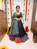 Designer Black Bandhani Navratri Lehenga Choli with Multicolor Patch Work & Dupatta