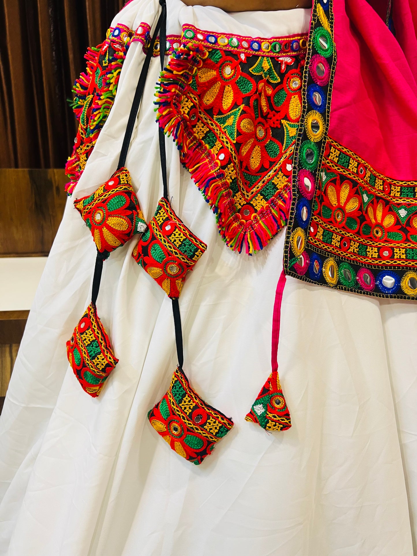 Elegant Black & White Navratri Chaniya Choli with Mirror & Gamthi Embroidery Work – Festive Garba Special