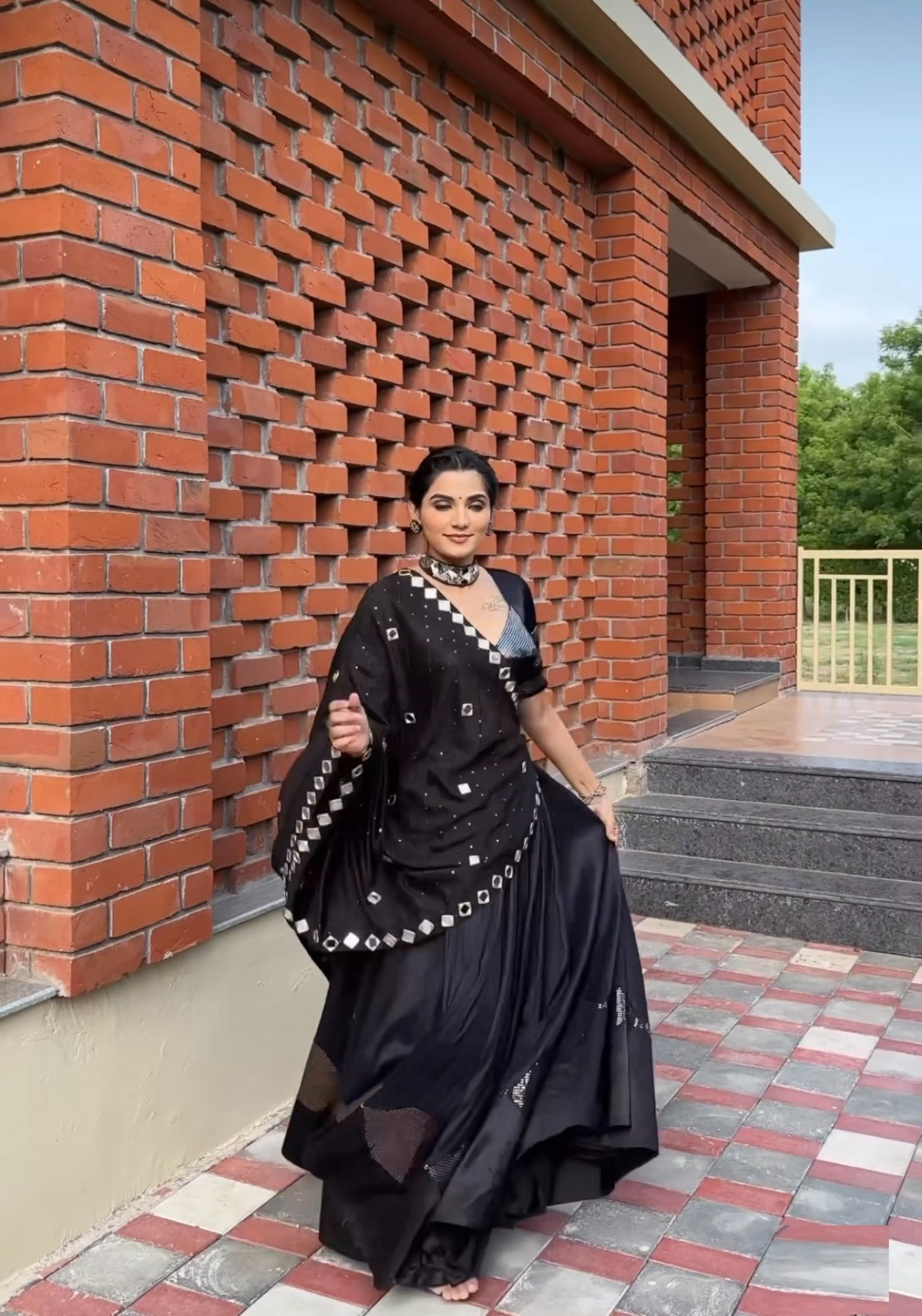 Rajwadi Black Sequins Work Navratri Chaniya Choli with Mirror Work Dupatta – 2025 Collection