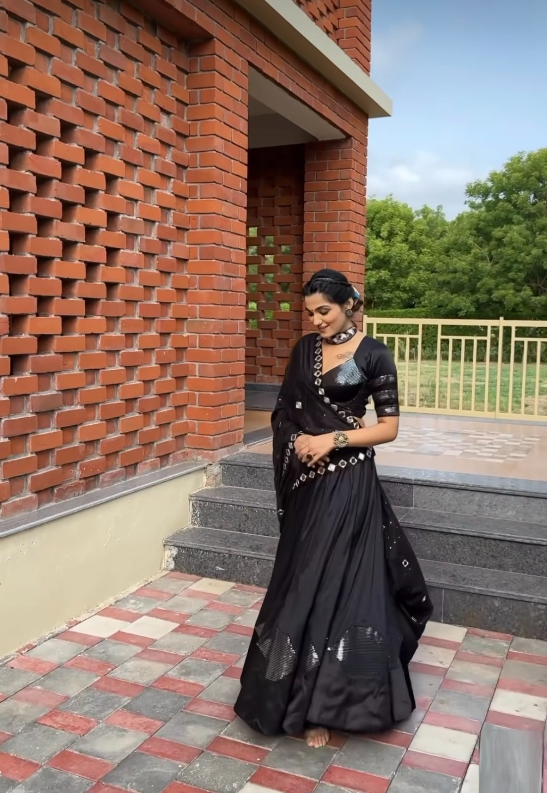 Rajwadi Black Sequins Work Navratri Chaniya Choli with Mirror Work Dupatta – 2025 Collection