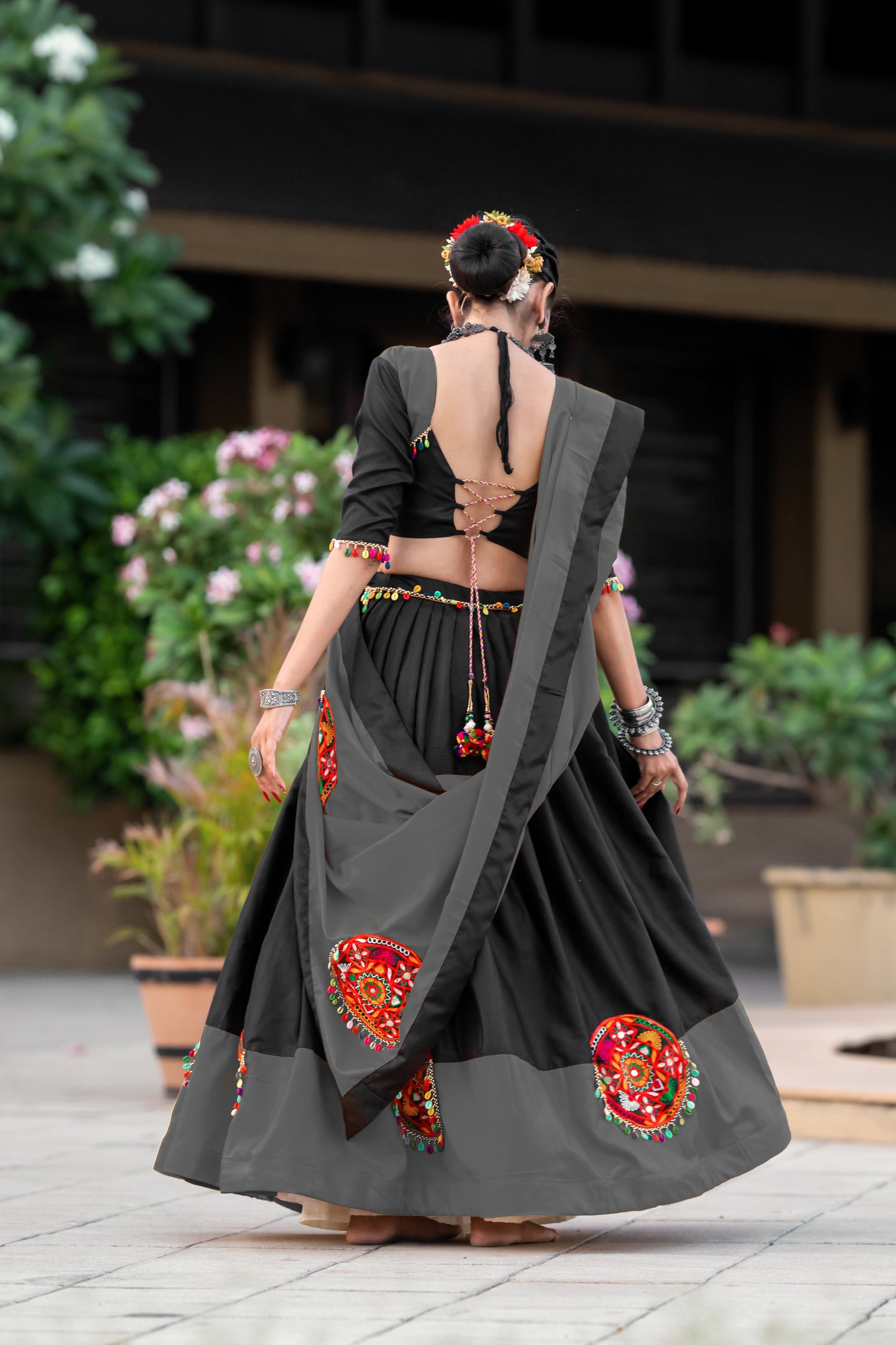 Black Embroidered Navratri Chaniya Choli with Dupatta – Traditional Garba Outfit