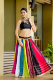 Navratri Special Multicolor Striped Chaniya Choli with Black Blouse