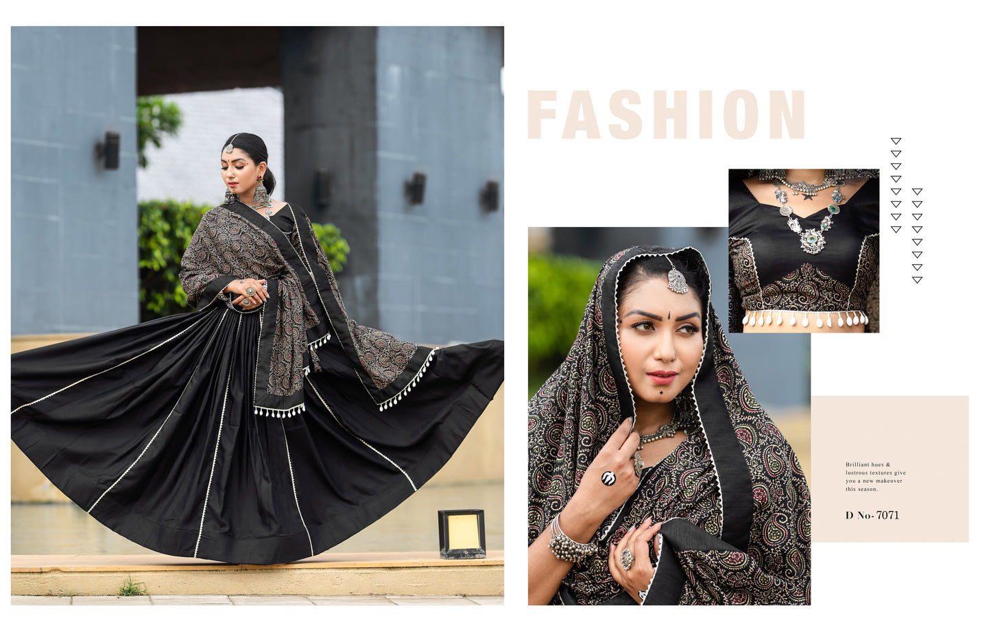Rajwadi Pure Cotton Black Printed Navratri Chaniya Choli