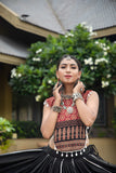 Elegant Ajrakh Print Black & Maroon Navratri Chaniya Choli Set