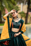 Rajwadi Green & Mustard Pure Cotton Navratri Chaniya Choli