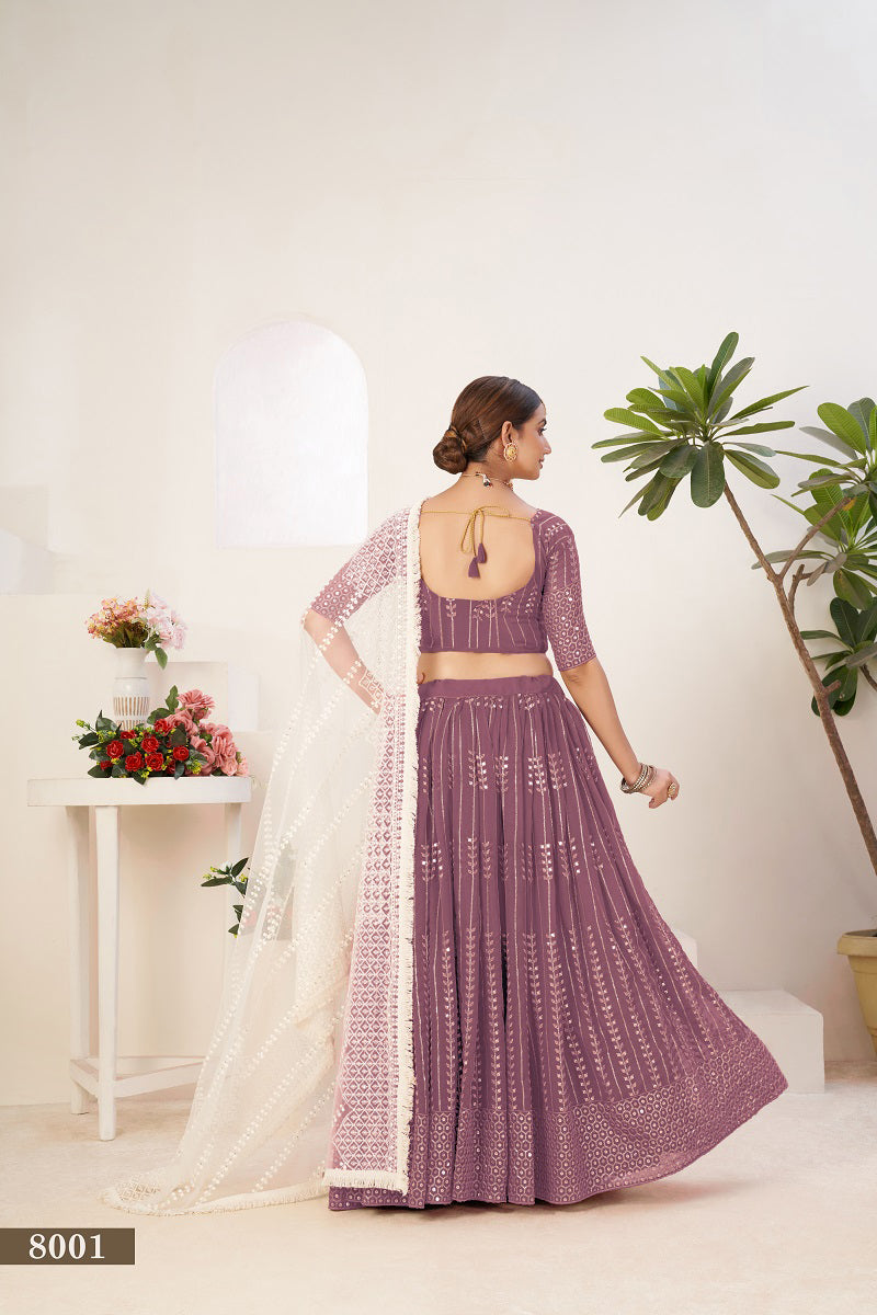 Exquisite Purple Georgette Lehenga Choli with Sequins