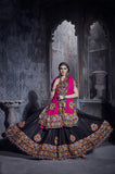 Designer Black Navratri Chaniya Choli with Pink Dupatta – Gamthi Embroidery & Mirror Work