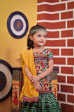 Kids Green Navratri Chaniya Choli with Yellow Dupatta – Embroidered Garba Outfit