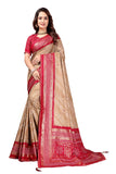 Traditional Bandhej Printed Silk Saree with Rich Red Border & Matching Blouse