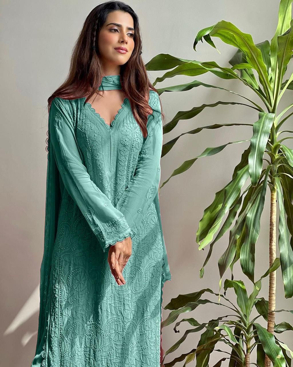 Premium Chanderi Mirror-Work 3-Piece Suit Set with Dupatta (Multiple Colours)