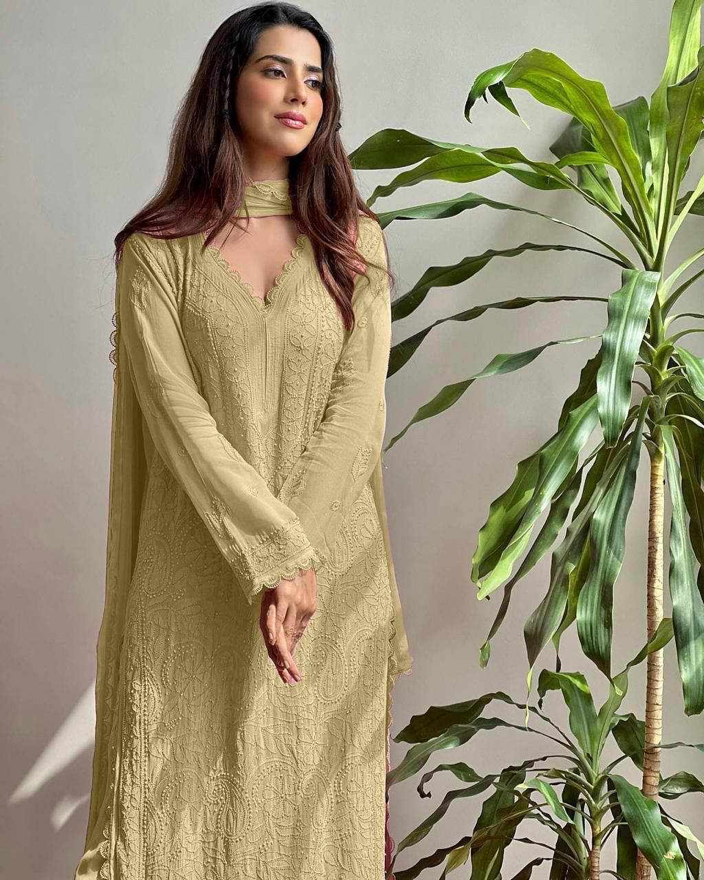 Premium Chanderi Mirror-Work 3-Piece Suit Set with Dupatta (Multiple Colours)