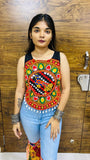 Navratri Special Kutchi Embroidered Peacock Work Koti Crop Top – Multicolor
