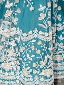 Pastel Teal Sequin & Thread Embroidered Net Lehenga Choli