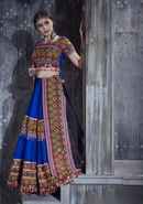 Royal Blue Navratri Chaniya Choli with Multicolor Gamthi Embroidery & Mirror Work – Traditional Garba Outfit