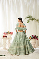 Heavy Designer Pista Green (Mint Green) Lehenga Choli with Sequins & Mirror Work