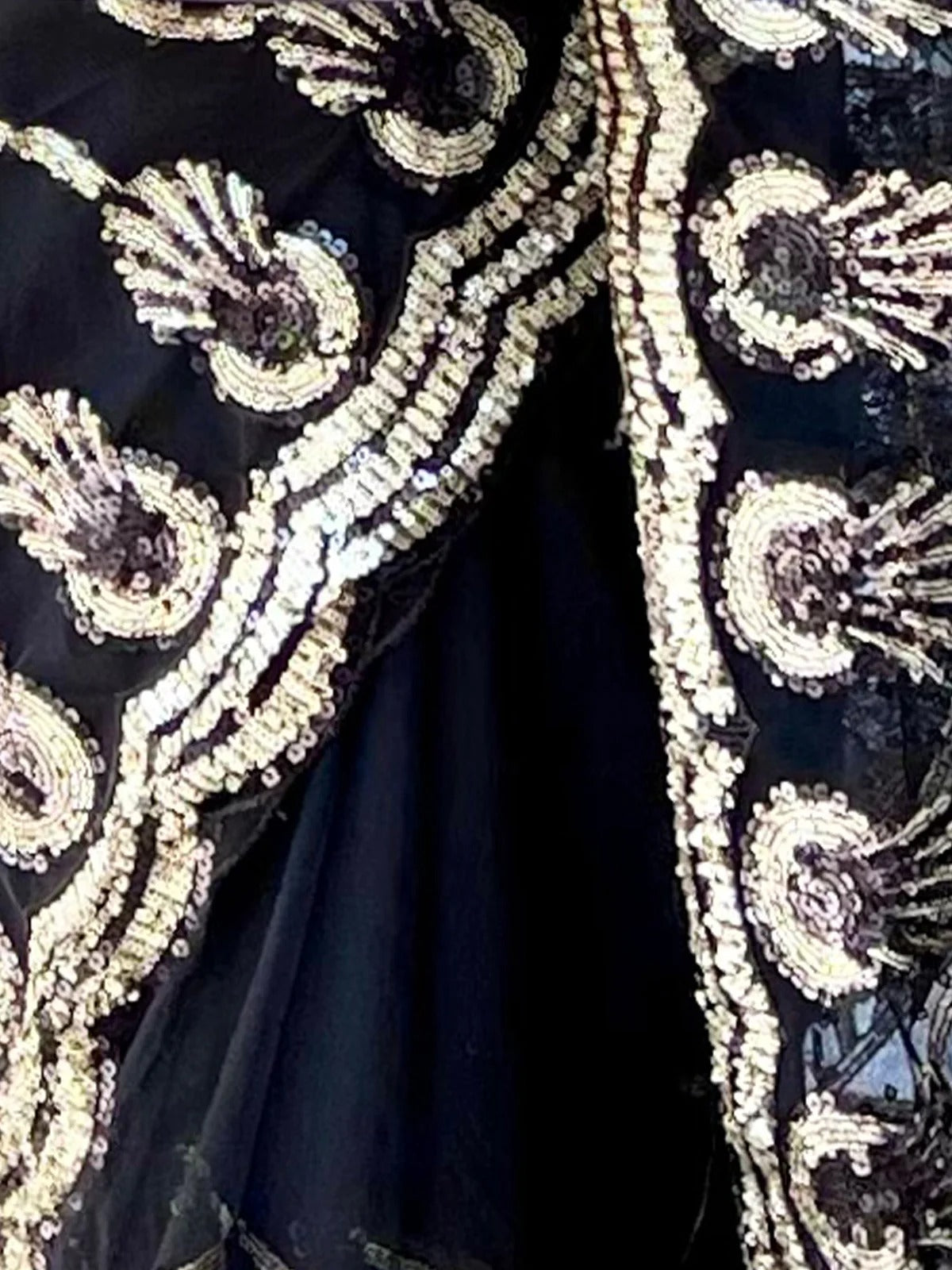 Black Soft Net Wedding Look Saree | Sequence Embroidery | With Unstitched Blouse