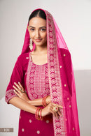 Luxurious Pink Velvet Salwar Kameez Suit with Intricate Embroidery