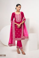 Luxurious Pink Velvet Salwar Kameez Suit with Intricate Embroidery