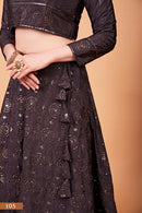 Sparkle & Stitch: Designer Grey Lehenga Choli Set with Thread and Sequin Embroidery