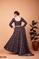 Sparkle & Stitch: Designer Grey Lehenga Choli Set with Thread and Sequin Embroidery