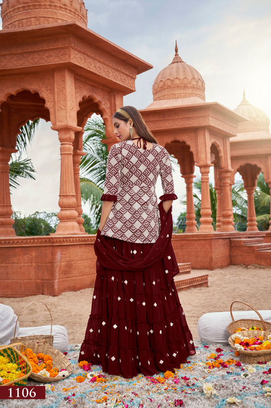 Elegant Maroon Fox Georgette Suit with Intricate Cotton Embroidery