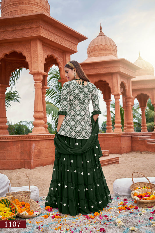 Elegant Green Fox Georgette Suit with Intricate Cotton Embroidery