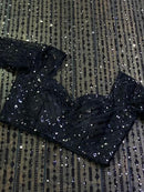 Elegant Black Soft Net Sequin Saree with Unstitched Blouse – Wedding & Party Collection