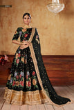 Black Floral Wedding Wear Lehenga Choli with Sequins & Pearl Work