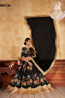 Black Floral Wedding Wear Lehenga Choli with Sequins & Pearl Work