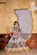 Grey Wedding Wear Floral Printed Designer Lehenga Choli Set