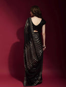 Designer Black Georgette Saree with Golden Multi Sequin Work – Wedding & Party Wear